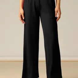 Selvia Edge Women Comfort Wide Leg Mid-Rise Parallel Trousers-picture-41