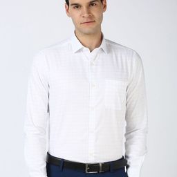 Peter England Elite Men Spread Collar Checked Cotton Slim Fit Formal Shirt-picture-19