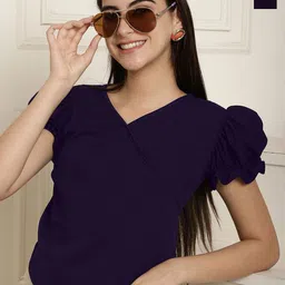 Tromko Pack of 2 Solid Peplum Sweetheart Neck Regular Top-image-75