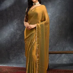 VRAGI Solid Pure Chiffon Saree-15