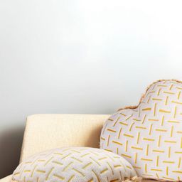 SH Creation and Handlooms White & Yellow Heart-Shaped Decorative Cushion-2