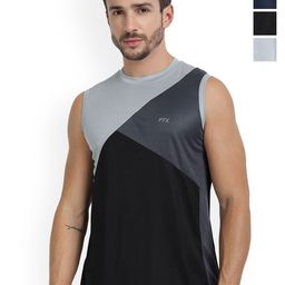 FTX Pack Of 4 Colourblocked Round Neck Gym Vests-picture-30