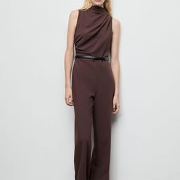 MANGO Draped Basic Jumpsuit With Belt-picture-0