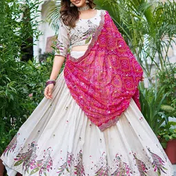 BAESD Embroidered Sequinned Semi-Stitched Lehenga & Unstitched Blouse With Dupatta-11