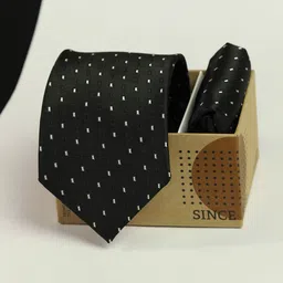 Tossido Men Geometric Necktie & Pocket Square Accessory Gift Set-47