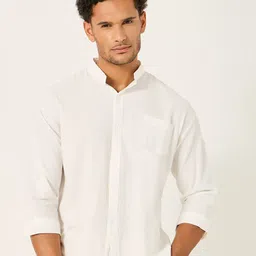 Styli Mandarin Collar Roll Up Sleeves Pure Cotton Regular Fit Shirt-picture-9