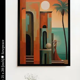 SOWPEACE Orange & Green 1 Piece Canvas Abstract Wall Photographs-image-33