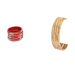 1ST TIME Set Of 8 Red Alloy Artificial Stones & Beads Bangles-picture-45