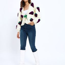 Sugercandy Women Embroidered Woollen Crop Cardigan-picture-21