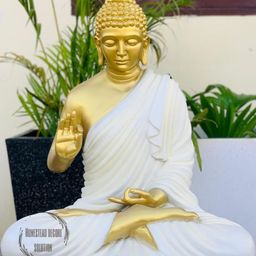 HOMESTEAD DECORE SOLUTION Gold Toned & White Buddha Idol Showpiece-image-83