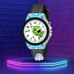 SWADESI STUFF Unisex Kids Dial & Bracelet Style Straps Analogue Watch MULTI BLACK ALIEN-16