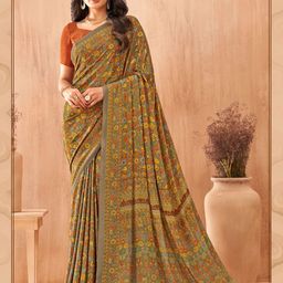 LeeliPeeri Designer Floral Poly Crepe Saree-image-44