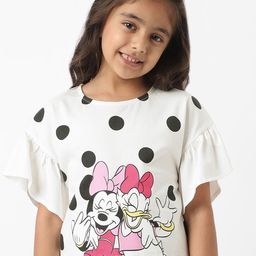Nauti Nati Girls Minnie Mouse Printed Drop-Shoulder Sleeves Bio Finish Cotton T-shirt-image-75