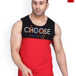 SLOWLORIS Pack Of 2 Printed Scoop Neck Gym Vests VSL26 CMB(CHS BLACKRED)(LOUD RED)-image-71