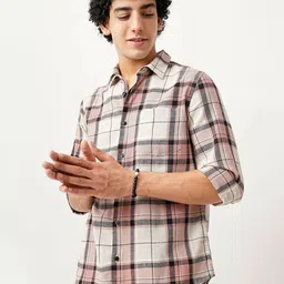 British Club Men Classic Spread Collar Tartan Checked Cotton Casual Shirt-image-76