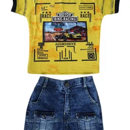 ZADMUS Boys Printed Round Neck Pure Cotton T-Shirt With Shorts-picture-5