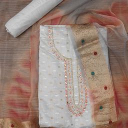 SHADOW & SAINING Embroidered Organza Unstitched Dress Material-image-42