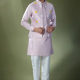 RNG Safawala Men Regular Thread Work Dupion Silk Kurta with Trousers-picture-6