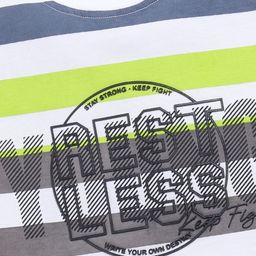Ginie Boys Typography & All Over Stripe Printed Breathable Tshirt image 3