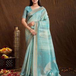 Mantrotsav Woven Design Zari Art Silk Saree With Unstitched Blouse Piece-image-73