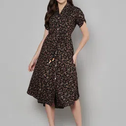 Label Khoj Women Floral Printed Fit & Flare Midi Dress-image-96