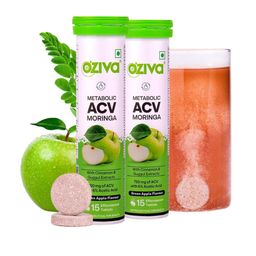 OZiva Set Of 2 Metabolic ACV Moringa Tablets 15 Tablets Each - Green Apple Flavor-8