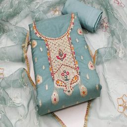 ASISA Embroidered Organza Unstitched Dress Material-image-69