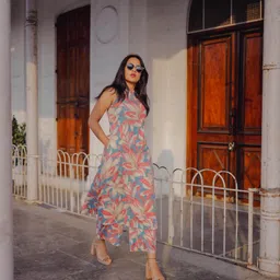 GoSriKi Floral Printed Round Neck A-Line Kurta with Palazzo-28