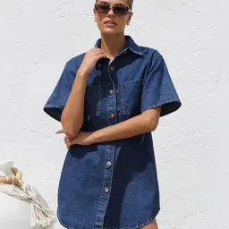 all about you Shirt Collar Shirt Mini Dress-picture-44