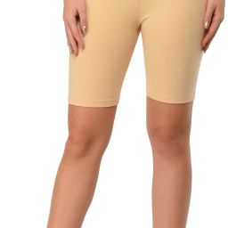 Solid Women Beige Cycling Shorts-image-22