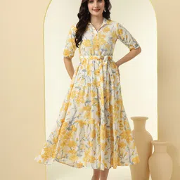 NYPA Floral Print Fit & Flare Midi Dress-image-96