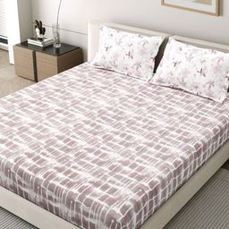 EverHOME Oasis Mauve And White Printed 210 TC King Bedsheet Set-2.74 m x 2.74 m-26