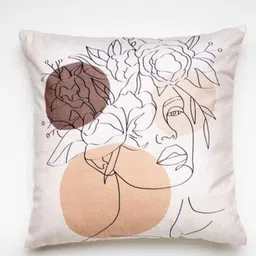 Aura Peach And Black Abstract Printed Square Cushion Covers-image-49