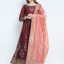 vishudh Women Ethnic Dress Maroon Maxi/Full Length Dress-picture-15