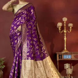 DIVASTRI Ethnic Motifs Woven Design Zari Banarasi Saree-image-36