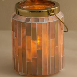 Home Centre Gold Toned & Beige Lantern Glass Candle Holder-image-53