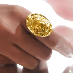rubans voguish Rubans 18K Gold-Plated Stainless Steel TarnishFree Waterproof Dome Texture Adjustable Ring-picture-16