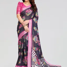 Moda Rapido Women Floral Print Thread Embellished Cotton Blend Saree-picture-37