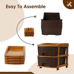 Kuber Industries Coffee Brown Self Design 2 Layer Multi-Utility Organiser 19 Ltr image 5