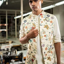 Project Bandi Printed Satin Nehru Jacket image 2