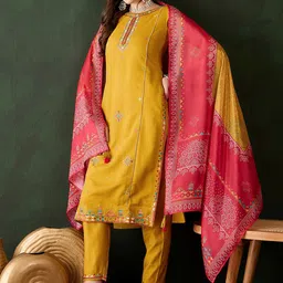 Sangria Printed Long Sleeves Kurta & Trousers With Dupatta image 1