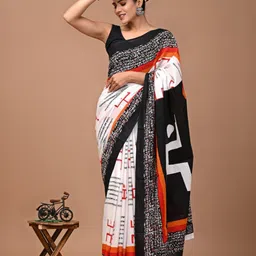 PALLO LATKE Ethnic Motifs Pure Cotton Block Print Saree-image-25