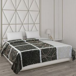 Monte Carlo Green & White Abstract Printed Mild Winter 600 GSM Double Bed Blanket-37