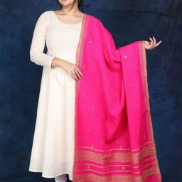 Exotic India Shawl From Kutch With Woolen Embroidered Flowers And Mirrors-picture-44