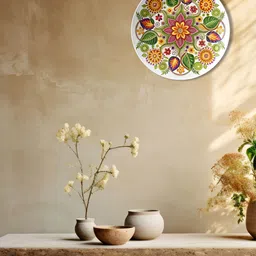 THE QUIRKY HOME White & Blue Printed Ceramic Wall Decor Plate-14