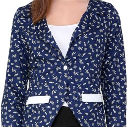 Women Printed Double Breasted Casual Blazer-image-1