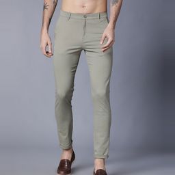 highlander Men Slim Fit Green Cotton Blend Trousers-picture-30