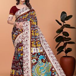 VS MALL Maroon Silk Cotton Sarees-image-91