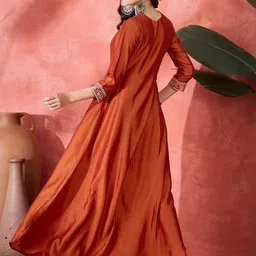 Sangria Zari Sequence Thread Cording Embroidered Flared Maxi Gown image 5
