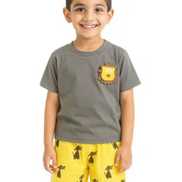 POP STREET KIDS Boys Applique Work Round Neck T-Shirt With Shorts-image-57